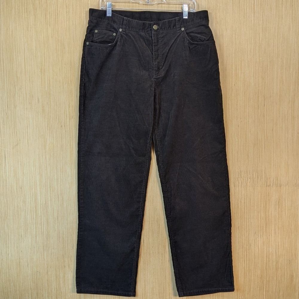 Jones New York Womens Brown Corduroy Pants Stretch Straight Leg 14W‎ High Rise